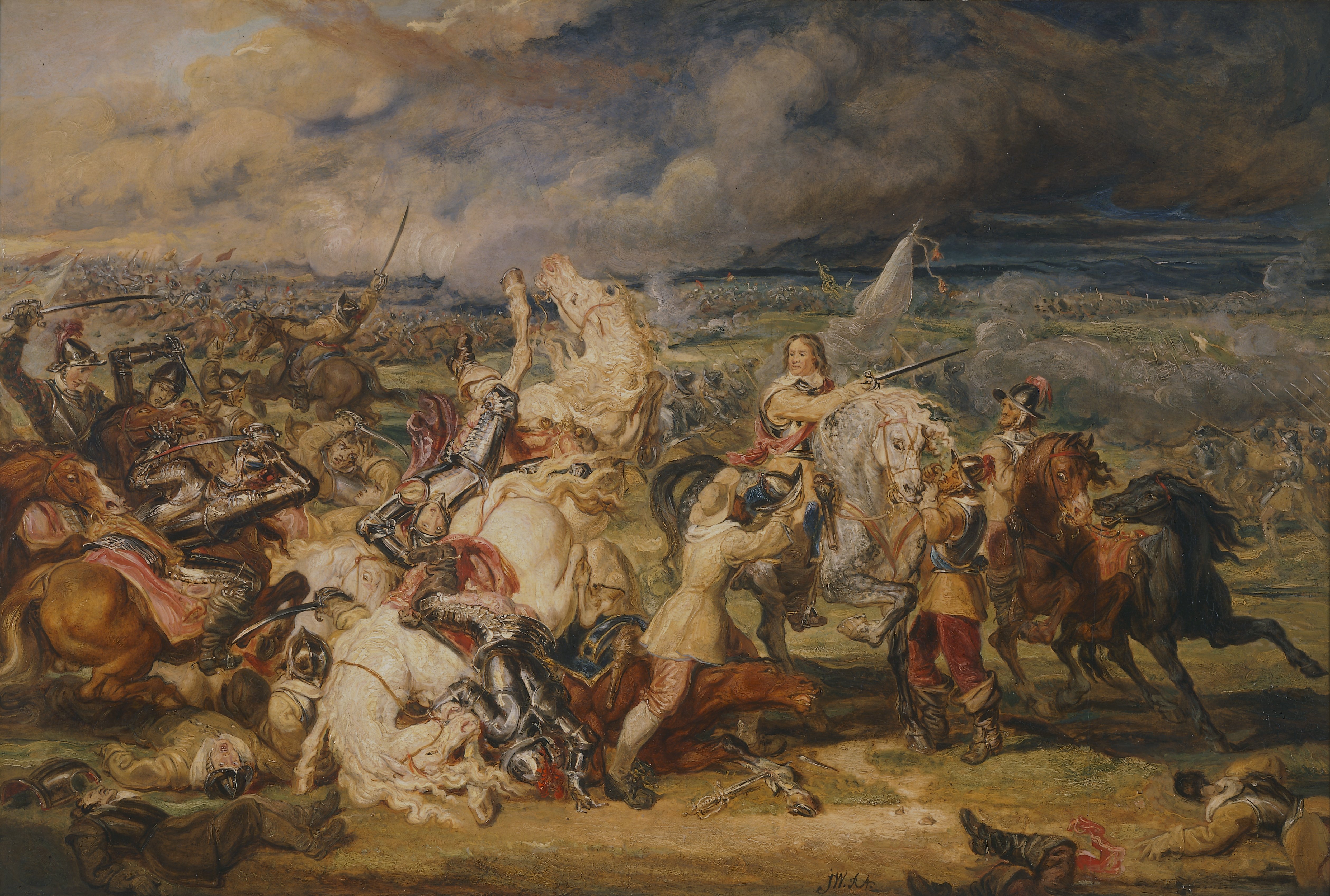 ‘Study for a painting of the Battle near Boston’ by James Ward, c.1826, Oil on Canvas. thumbnail