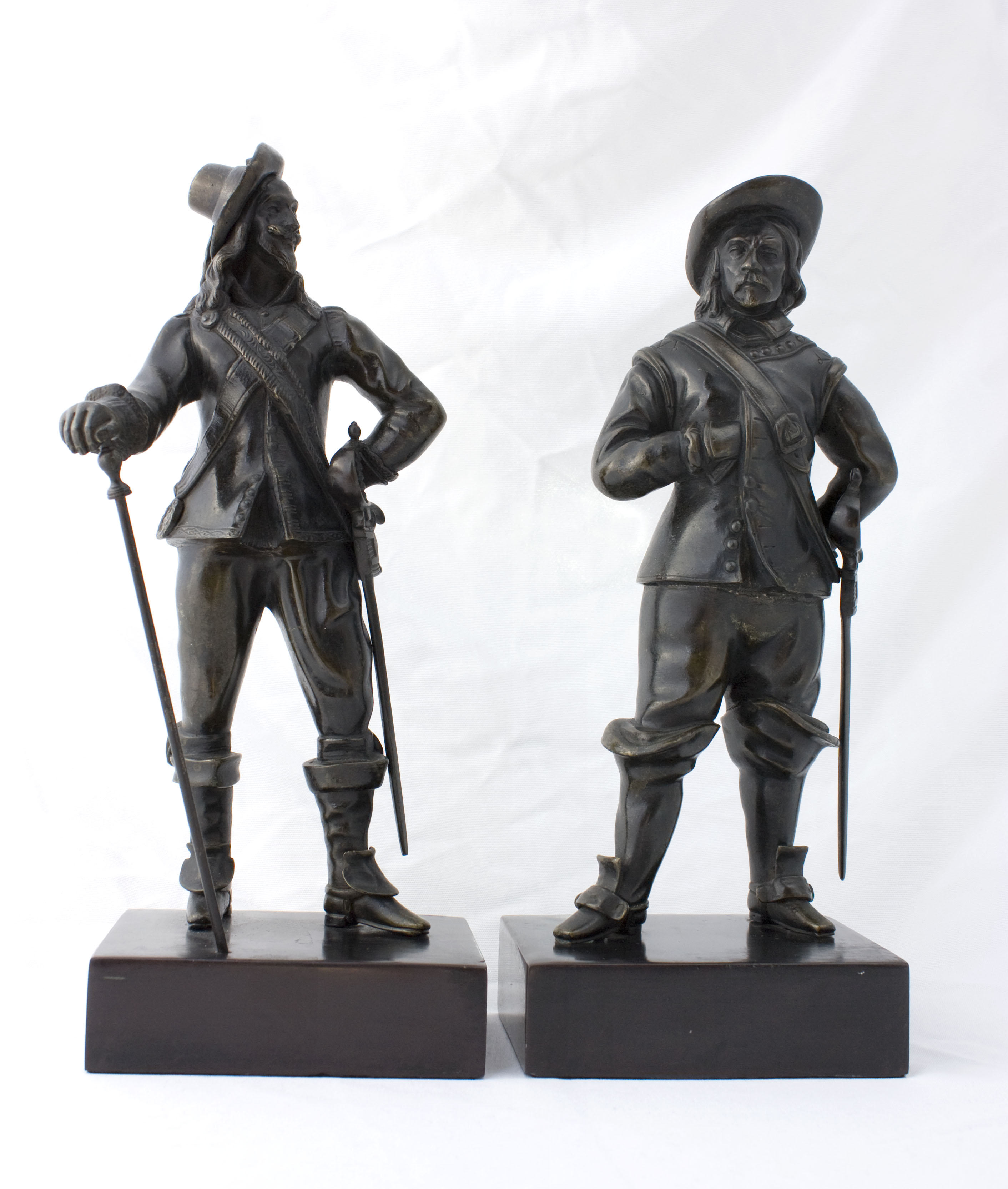 Cromwell and Charles I: English Bronze Figures, late 1800s. thumbnail