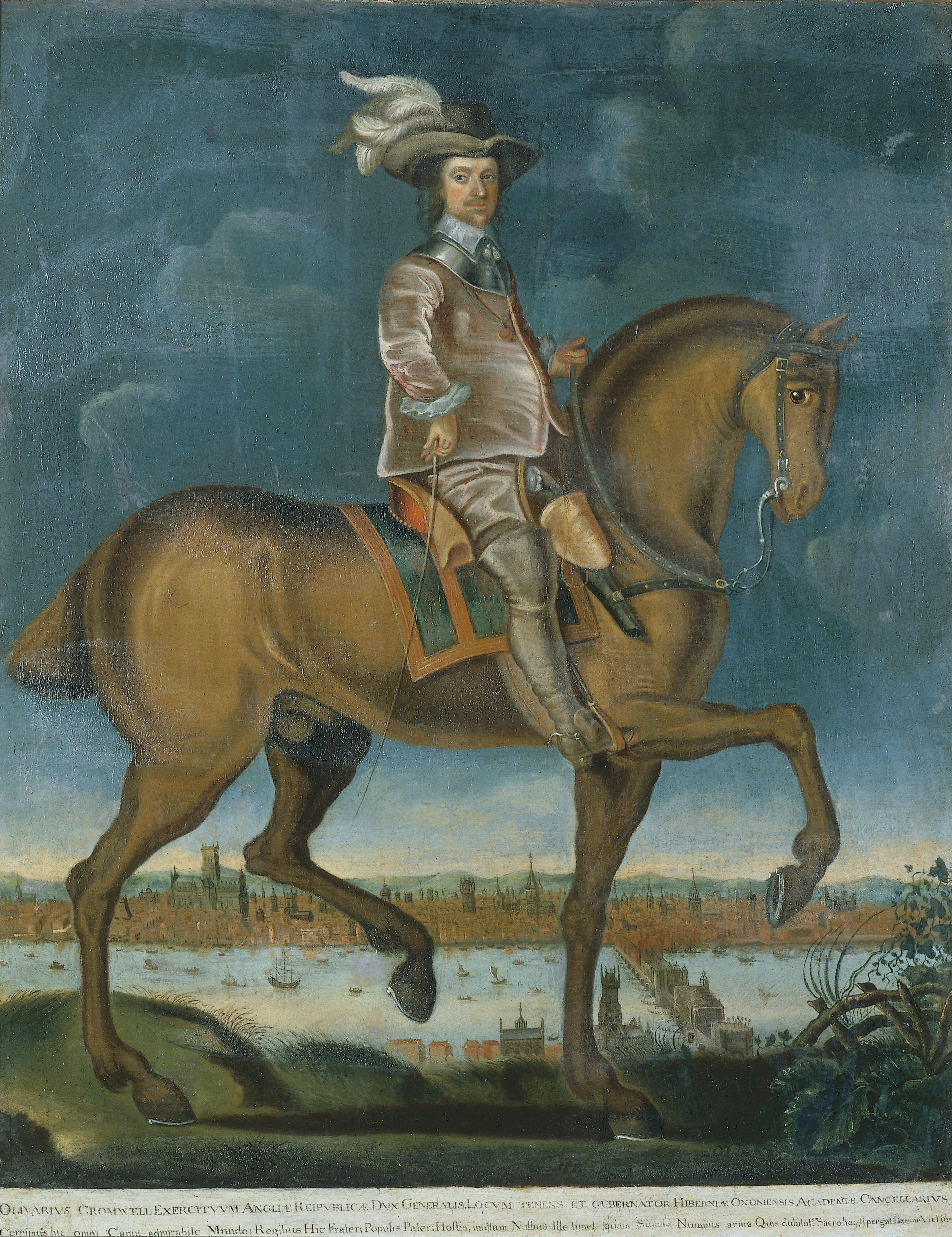 Equestrian Portrait of Oliver Cromwell, English School, c.1655, Oil on Canvas. thumbnail